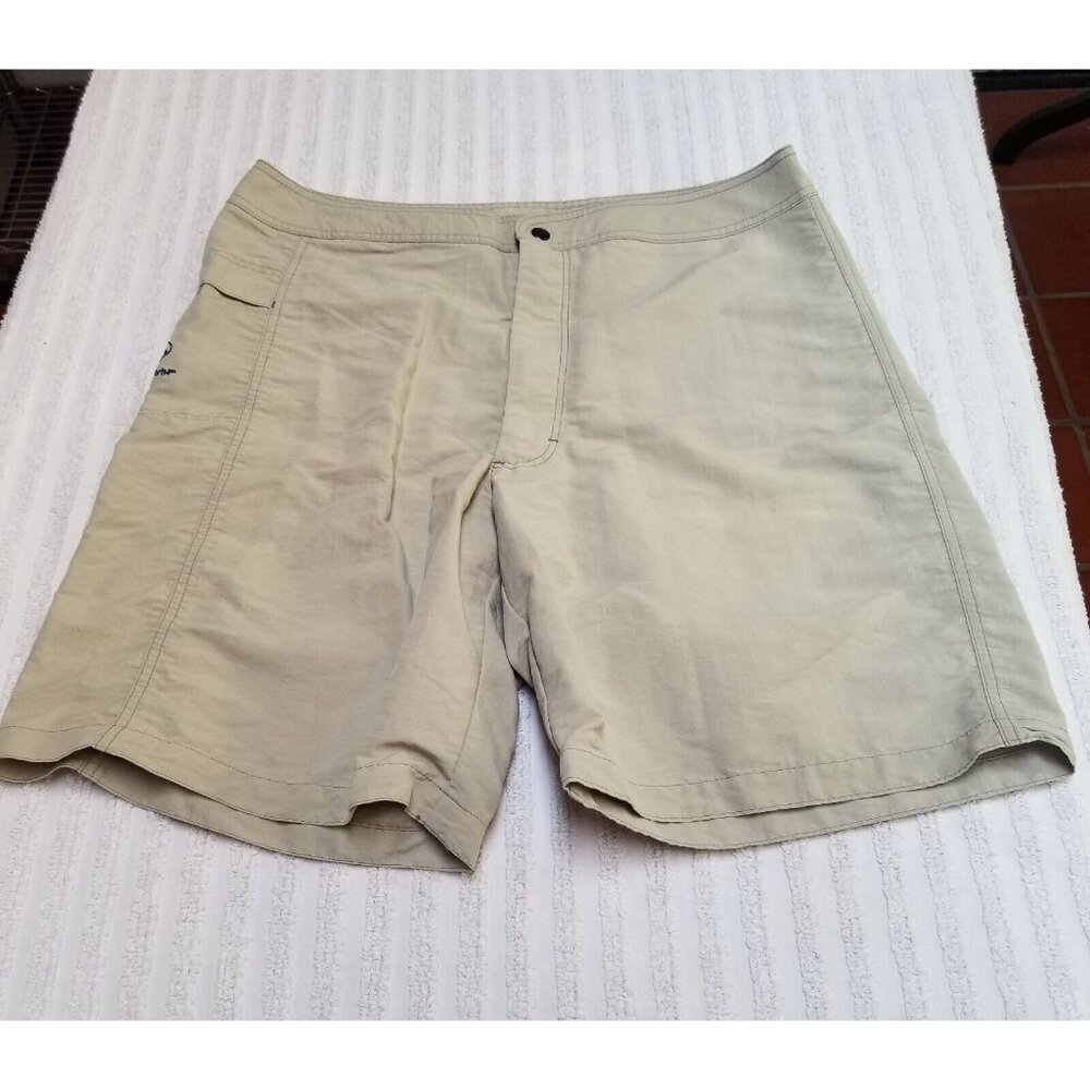 Patagonia Rhythm Womens Bermuda Walking Shorts Fly Zip Lightweight Khaki Size 36